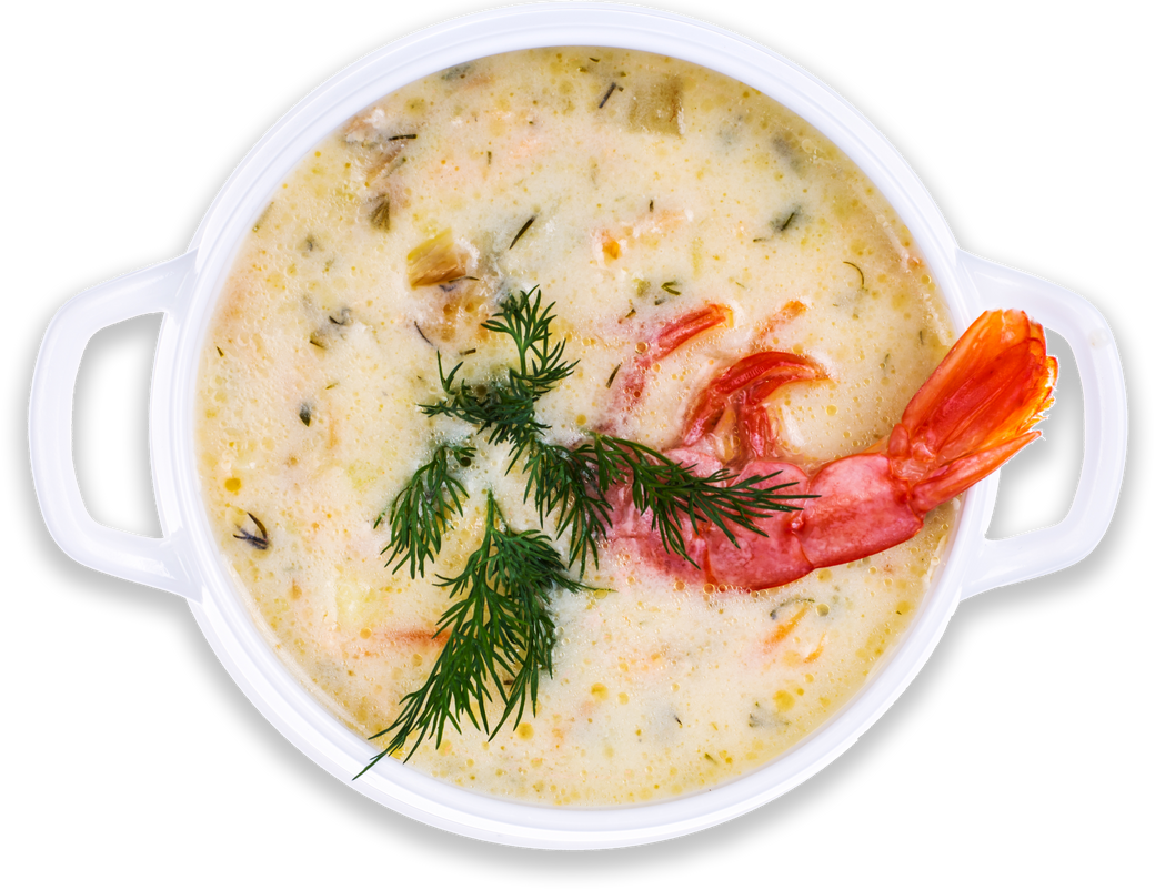 Creamy cream soup with shrimps